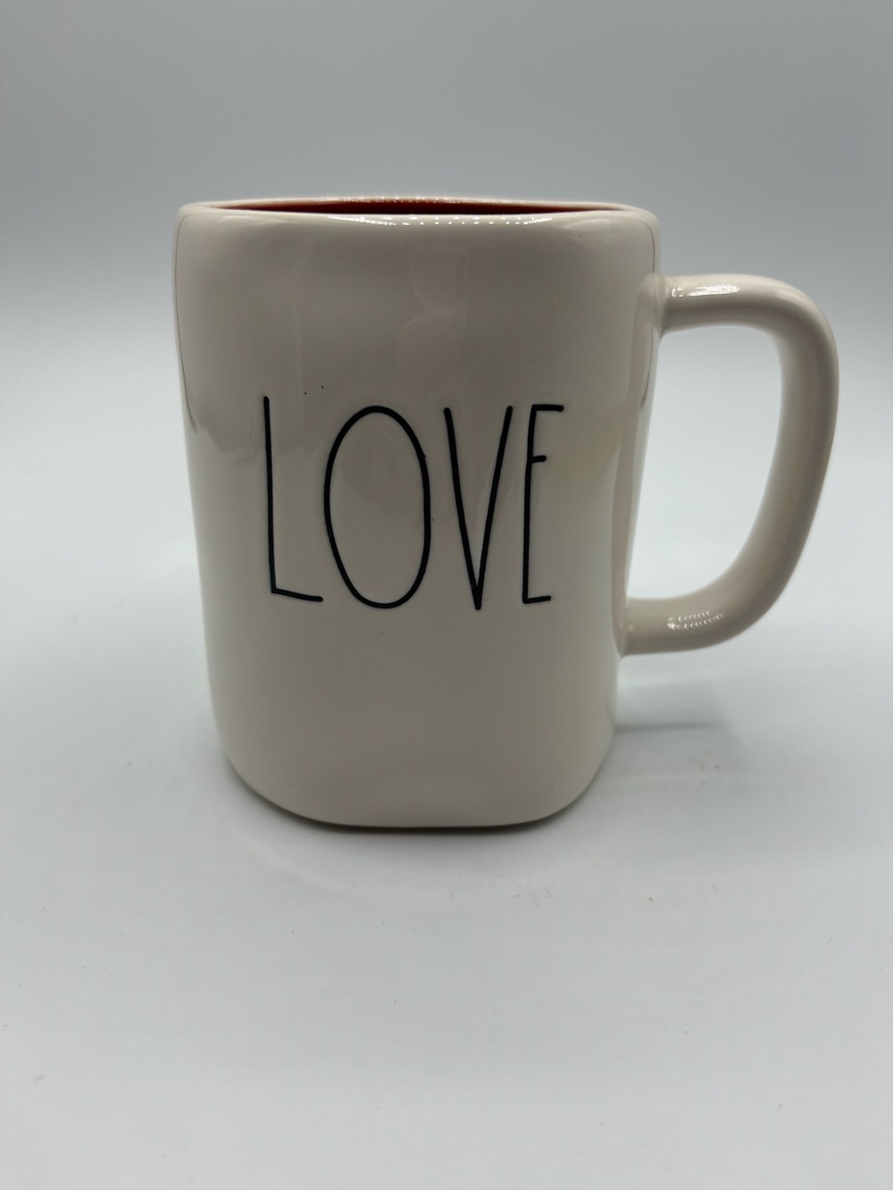 Rae Dunn Artisan Collection LOVE Mug White Ceramic Red Interior
